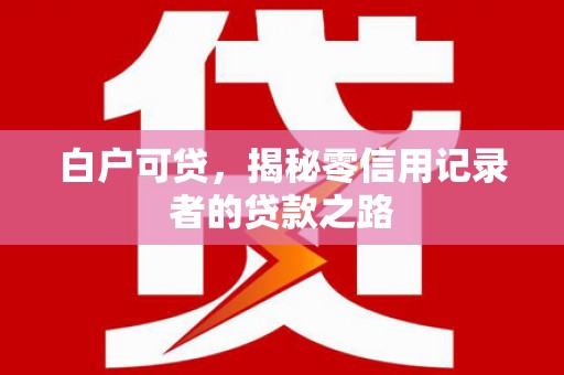 洛宁白户可贷，揭秘零信用记录者的贷款之路